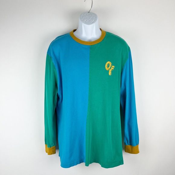 Odd Future OFWGKTA Blue Green Yellow Long Sleeve T-Shirt Size Large FLAW - Picture 1 of 14